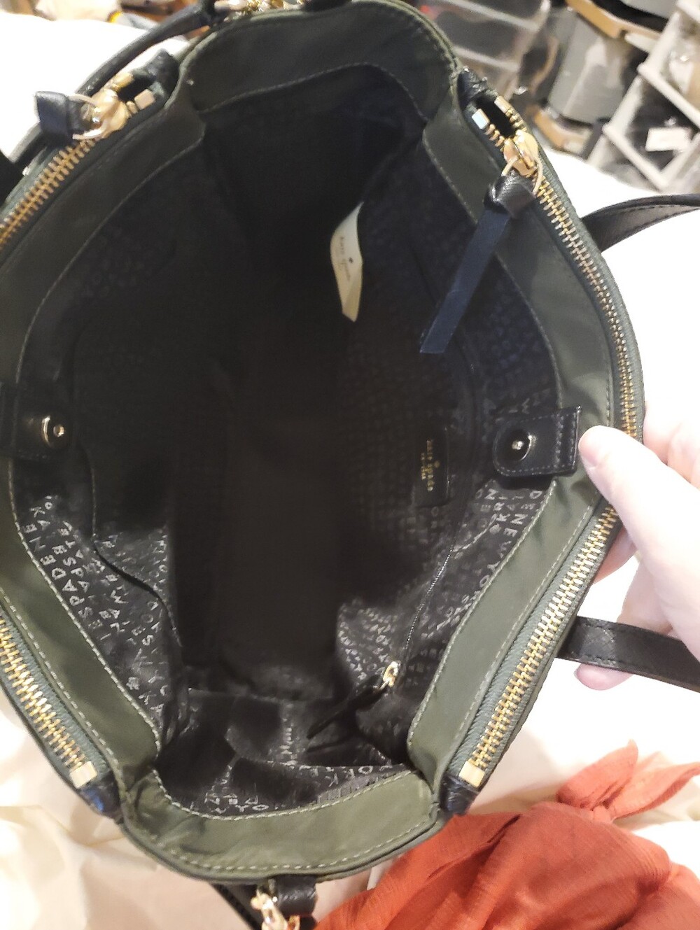 kate spade Olive Green Nylon Tote with Black Trim - Picture 15 of 16